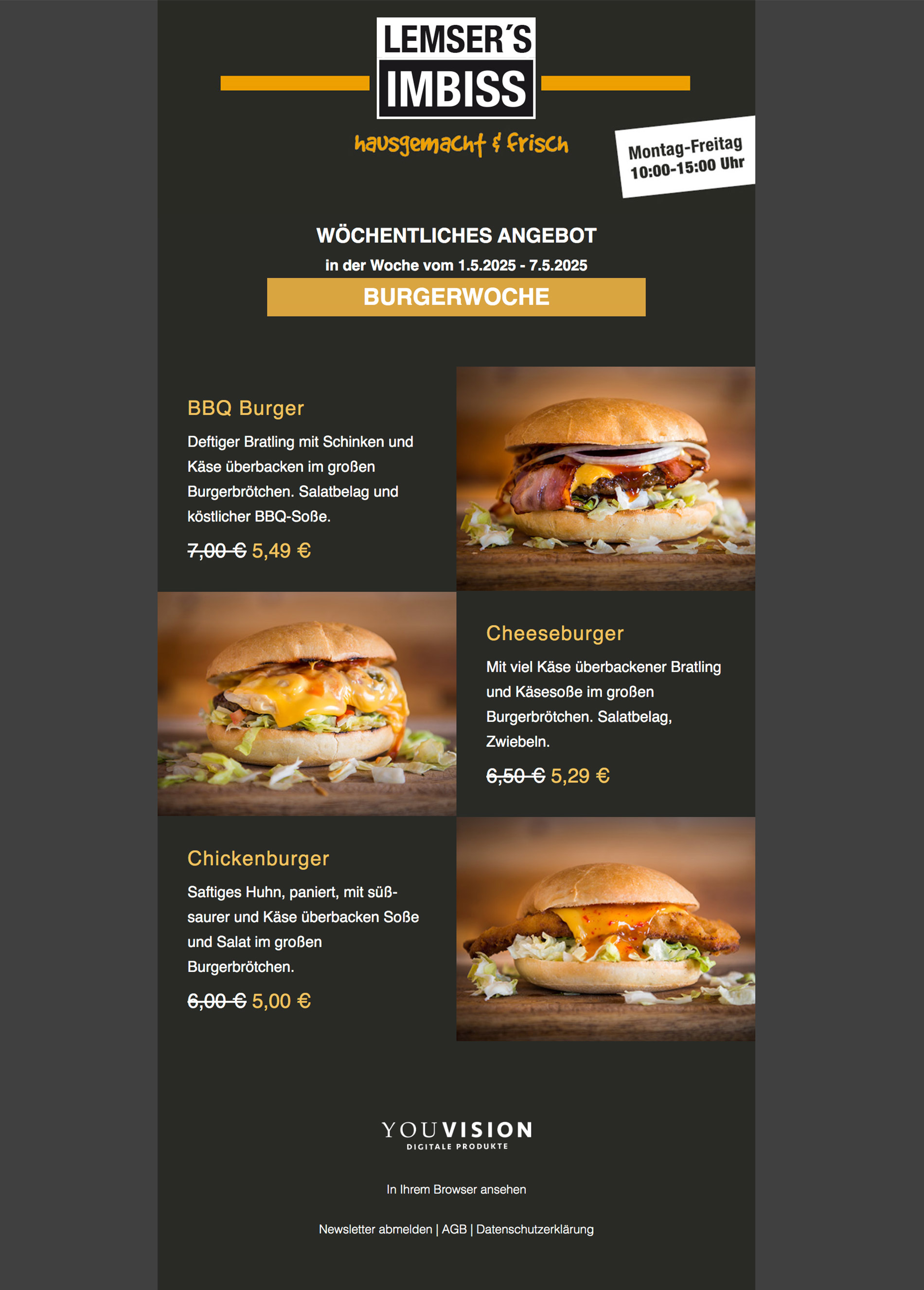 HTML Newsletter Template Imbiss, Restaurant