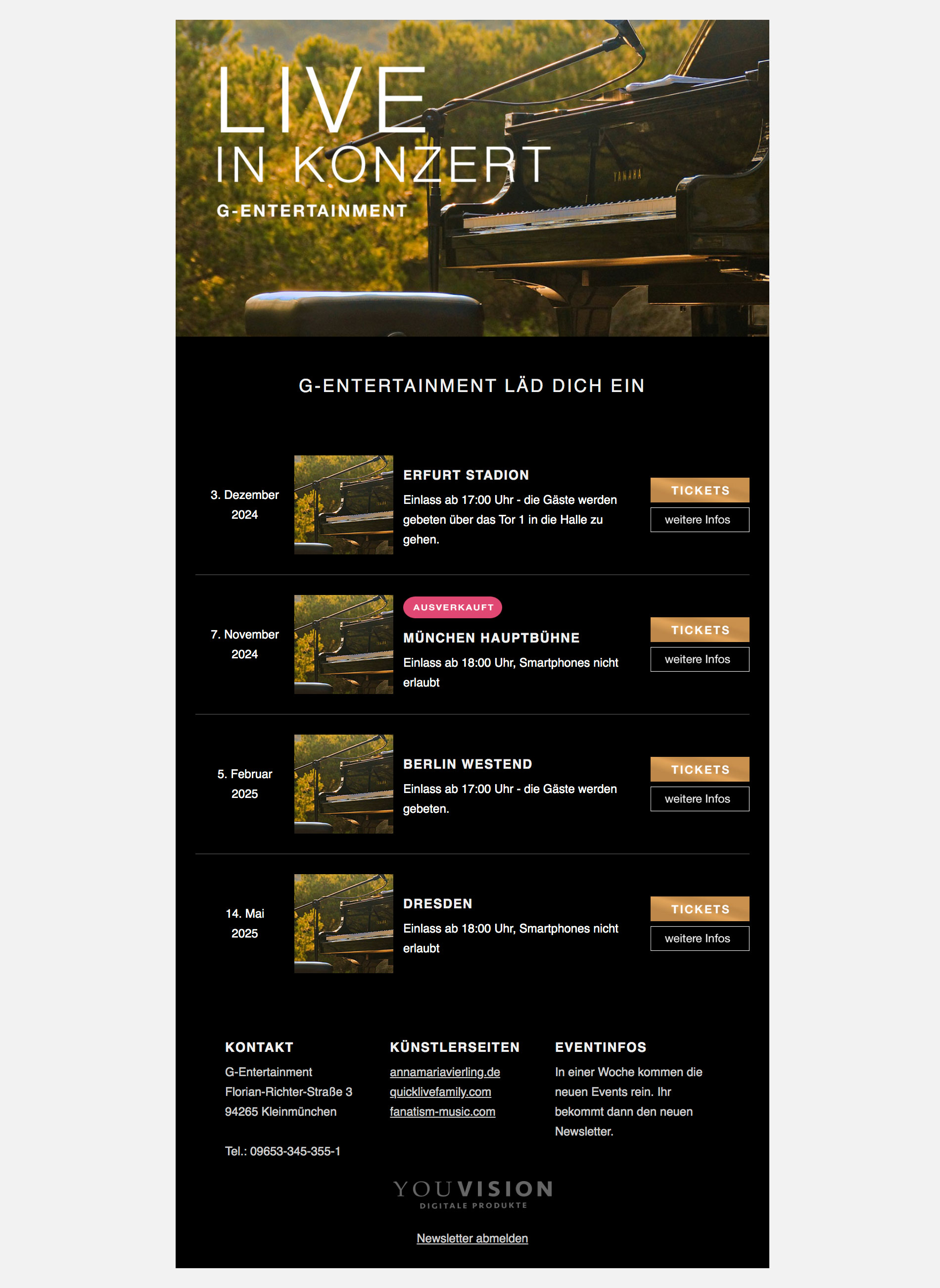 HTML Newsletter Template Veranstaltungen, Events, Open Air