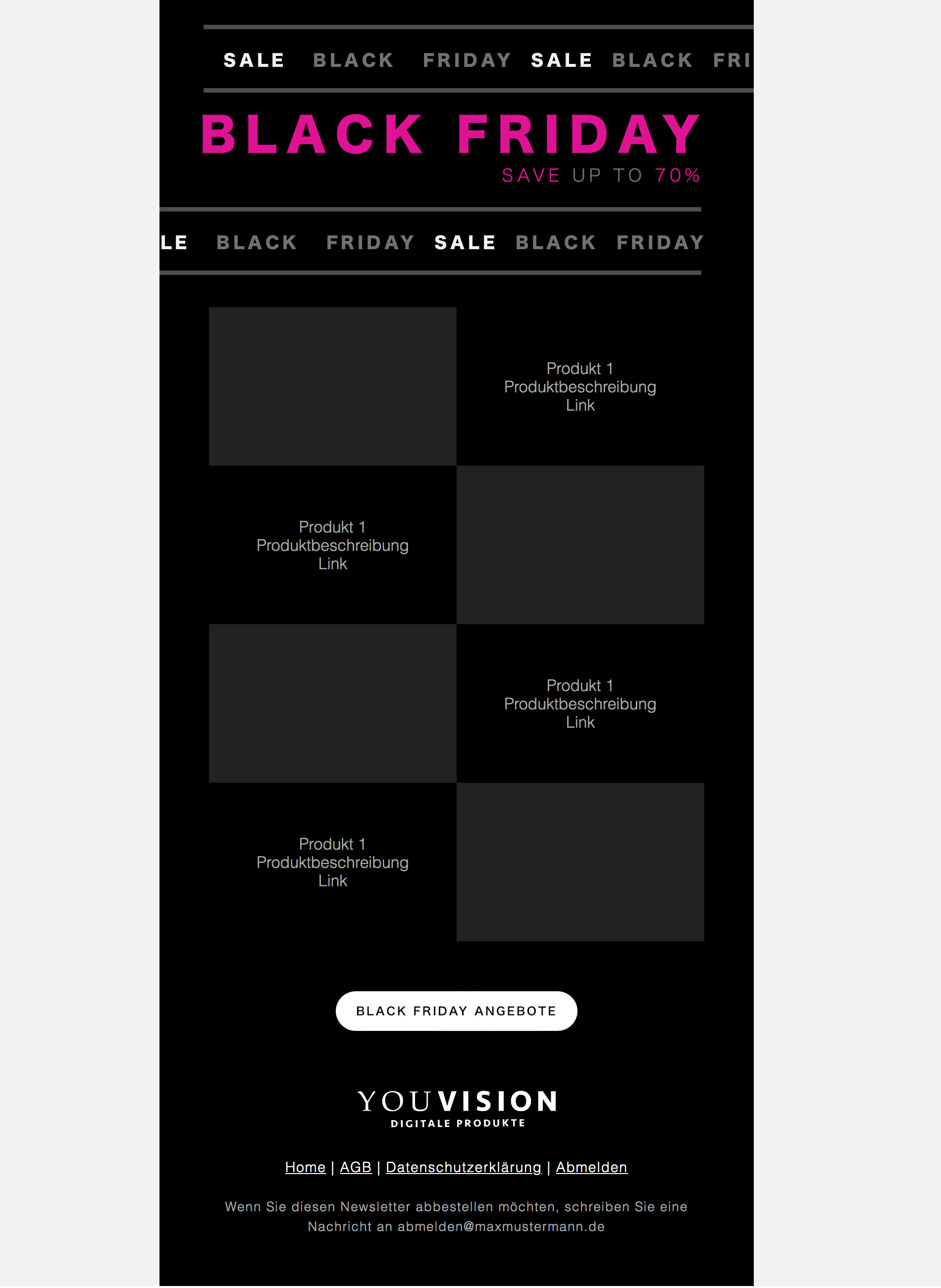 HTML Newsletter Template Black Friday pink