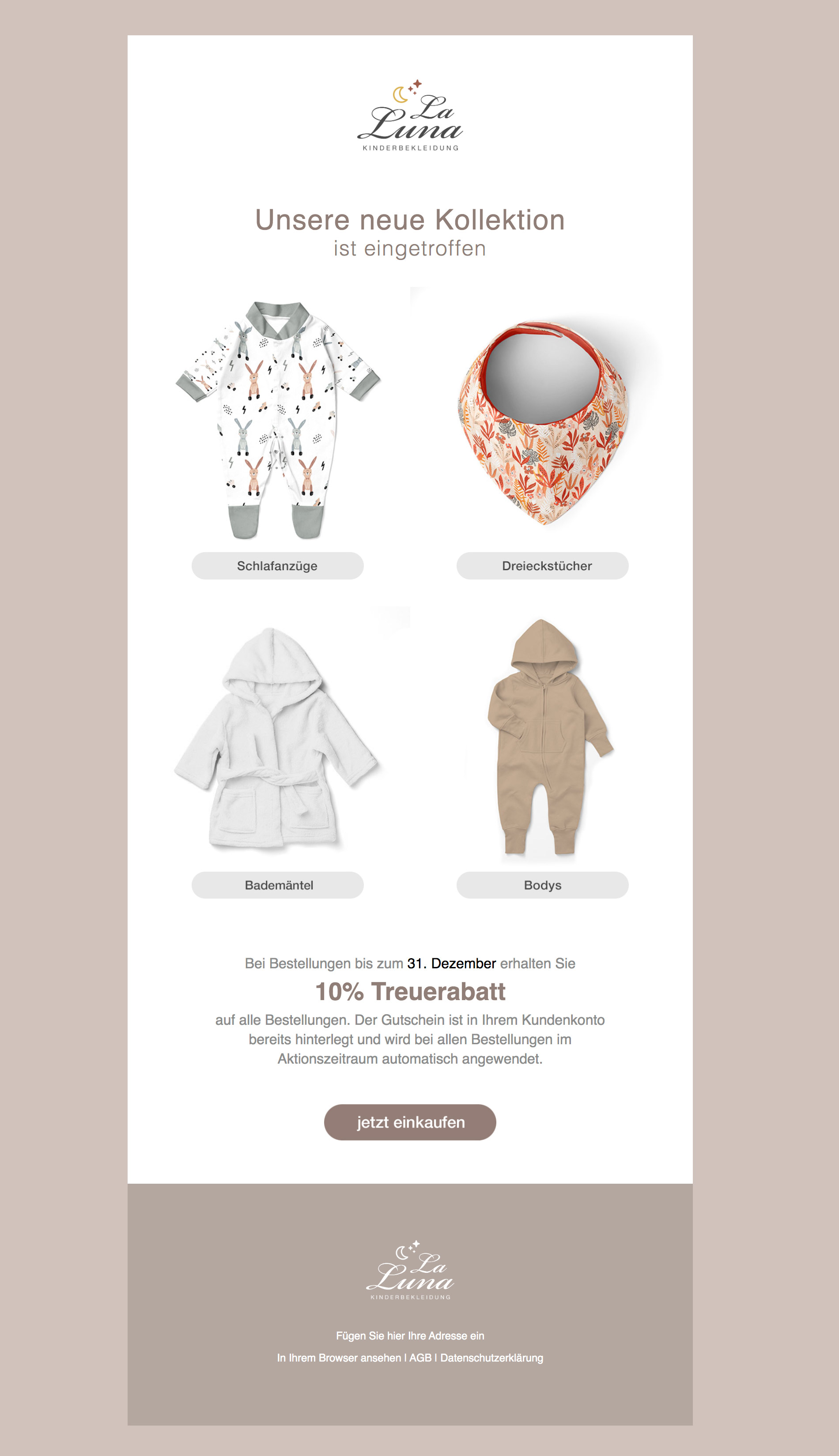 HTML Newsletter Template Kinderbekleidung unisex