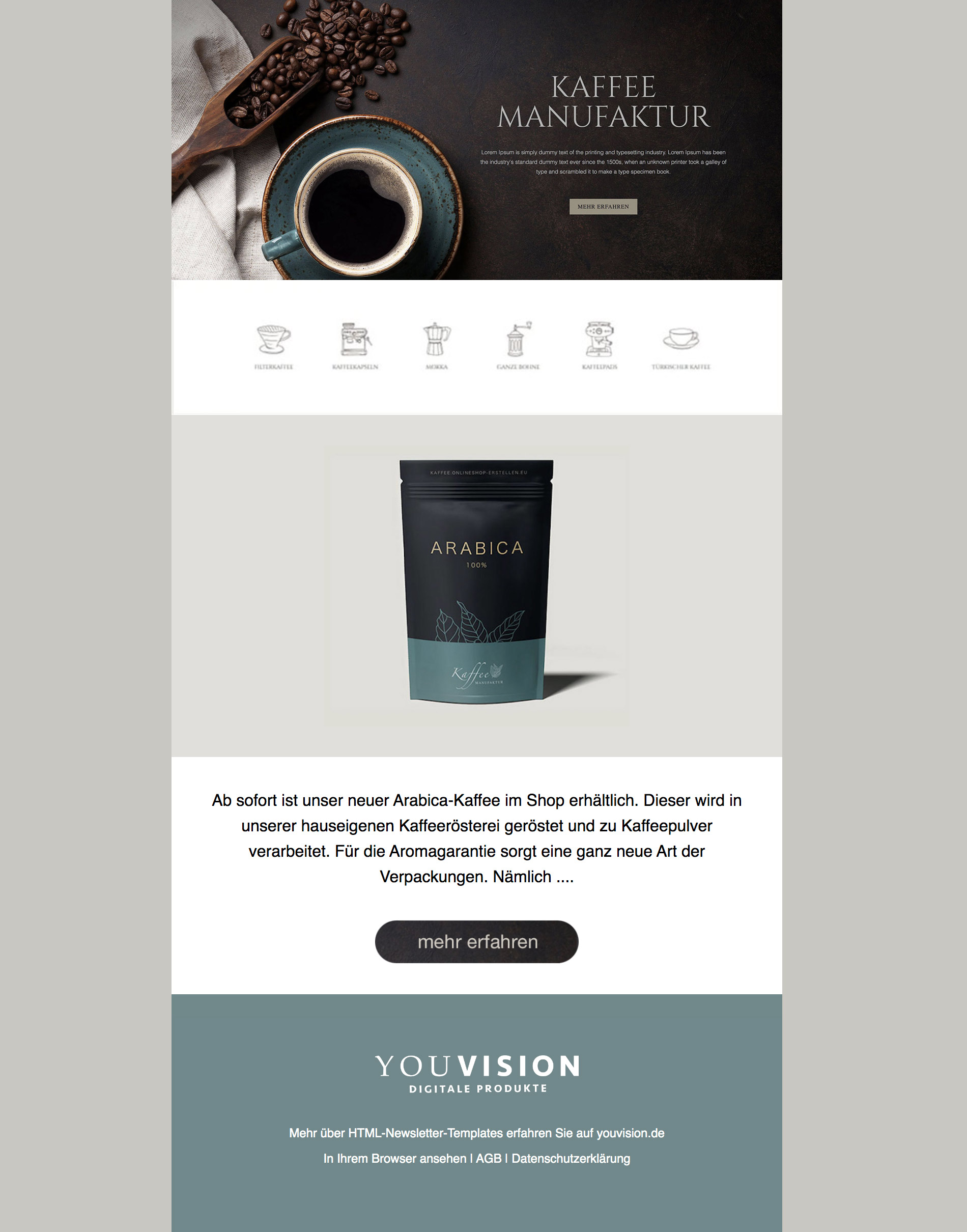 HTML Newsletter Template Kaffee