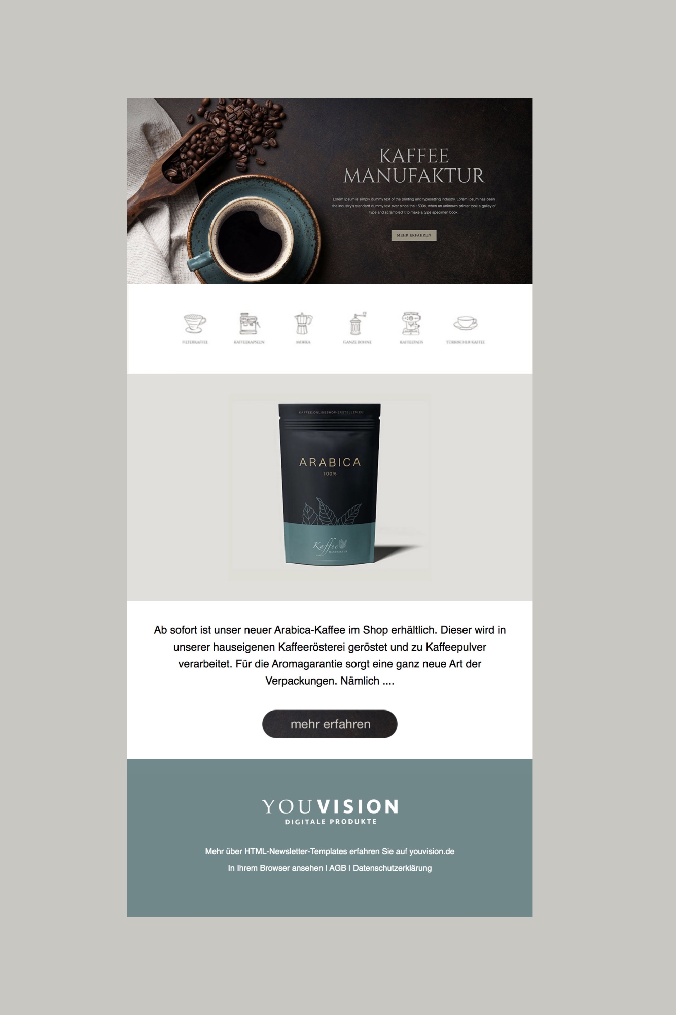 HTML Newsletter Template 115 Kaffee