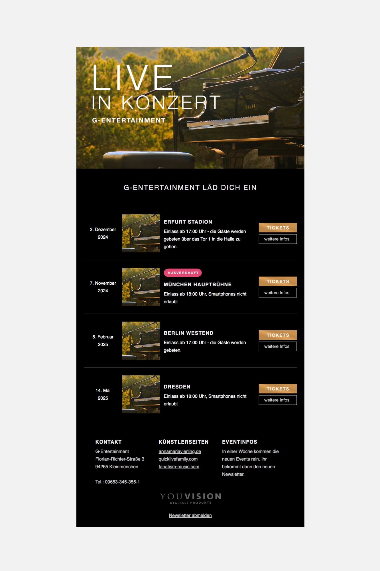 HTML Newsletter Template 201 Veranstaltungen