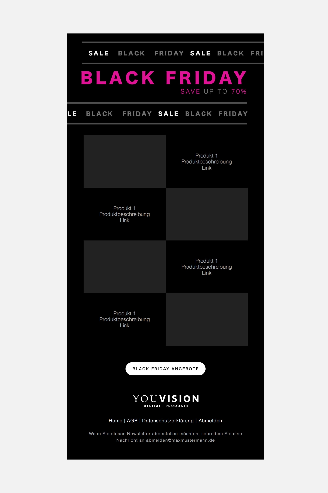 HTML Newsletter Template 302 Black pink