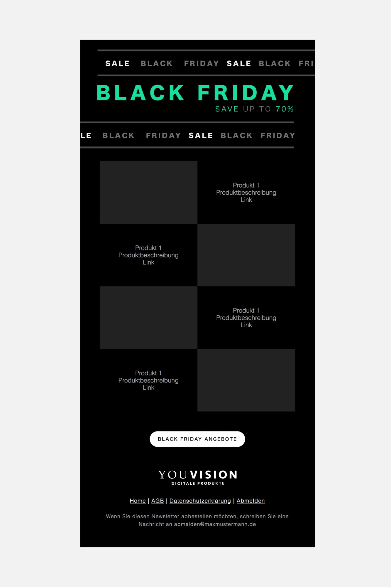 HTML Newsletter Template 303 Black Friday mint