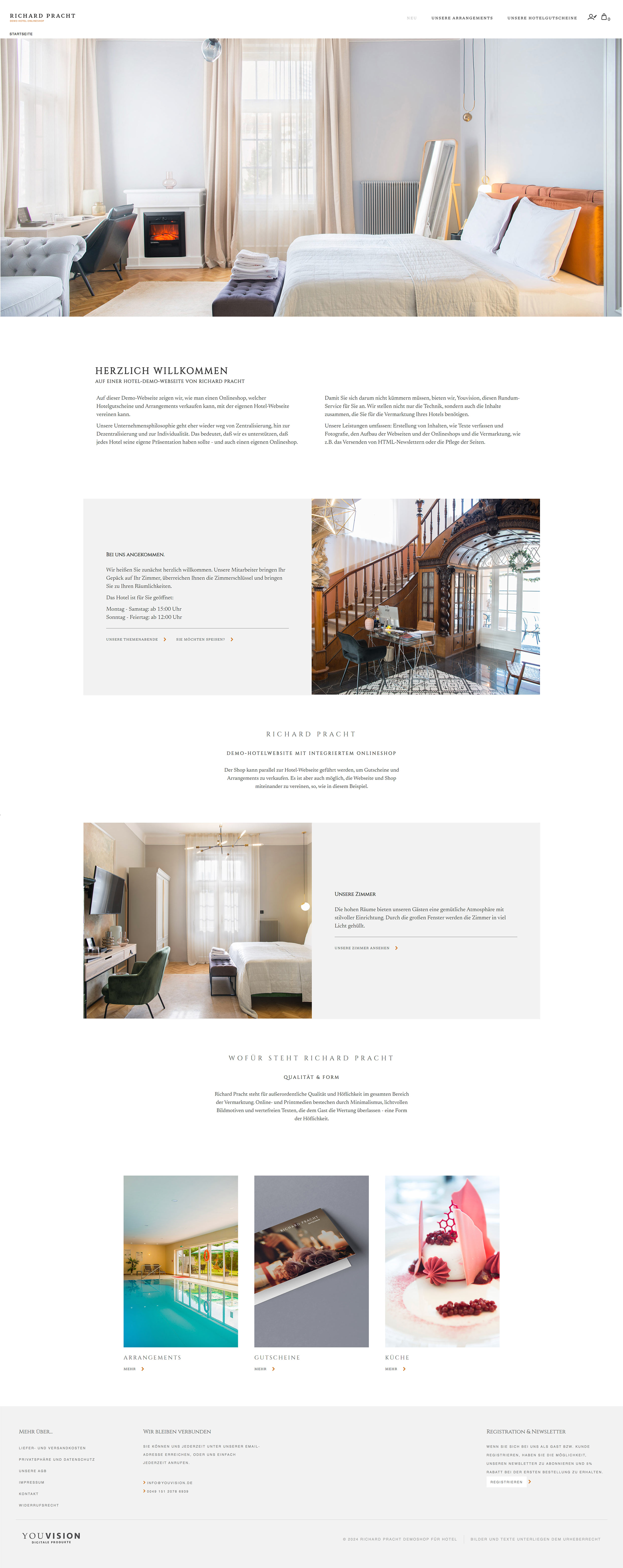 screenshot Hotel Onlineshop, Webshop, mit Webseite